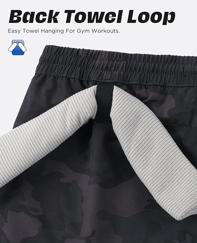 Men 2 in 1 Running Shorts with Compression Liner 5" 7" Quick Dry Workout Athletic Shorts with Pockets Towel Loop