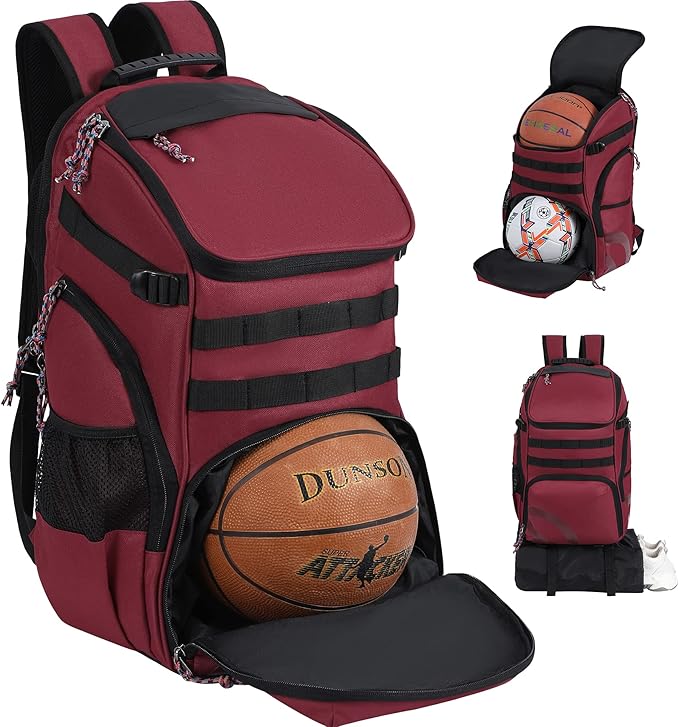 TRAILKICKER Basketball Bag Backpack with Ball Holder Multi-Sport Backpack for Soccer Volleyball Football Baseball Helmet