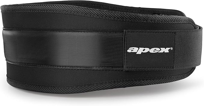 Apex by Marcy Contoured Weightlifting Belt with Flexible Foam Core, Durable Nylon Exterior, Adjustable Fit – Ideal for Strength Training, Deadlifting, Powerlifting, and CrossFit