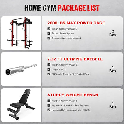 WM3-V4 Folding Squat Rack, Wall Mounted Power Rack with Dual Independent Pulley System, Functional Trainer with 5 Adjustable Function Modes for Space Saving