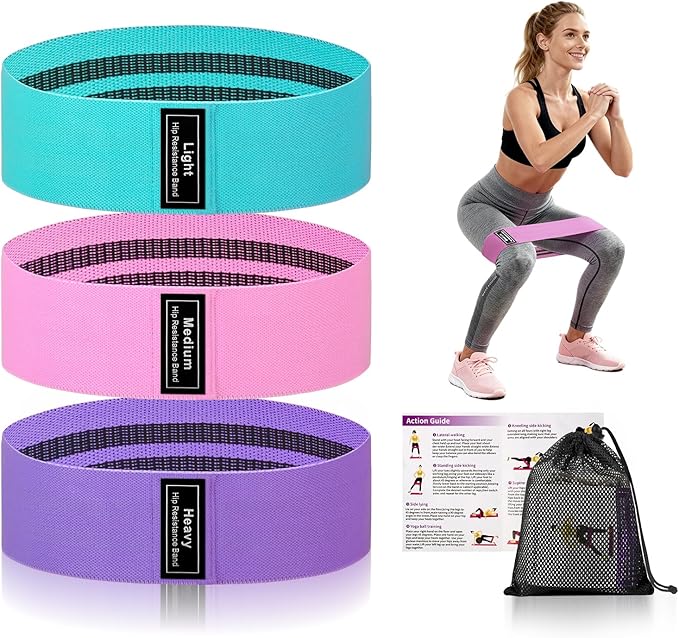 Muka 3 Pcs Resistance Bands Fabric Stretch Bands for Working Out, Yoga Elastic Band Loops for Booty Legs Thigh Glute Exercise