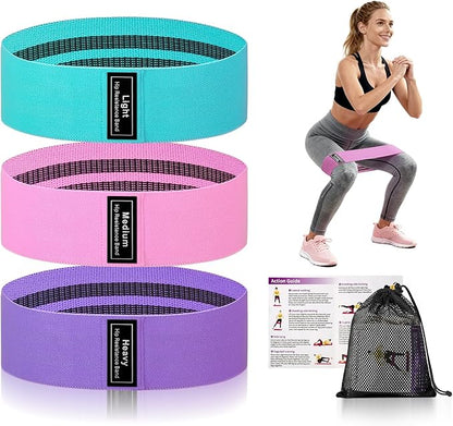 Muka 3 Pcs Resistance Bands Fabric Stretch Bands for Working Out, Yoga Elastic Band Loops for Booty Legs Thigh Glute Exercise