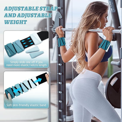 Ankle Weights for Women Wrist Weights Set of 2 (1 lb/2 lb Each) Adjustable Arm Leg Weight for Womens Men Suitable for Walking Swimming Running Pilates Yoga Gym