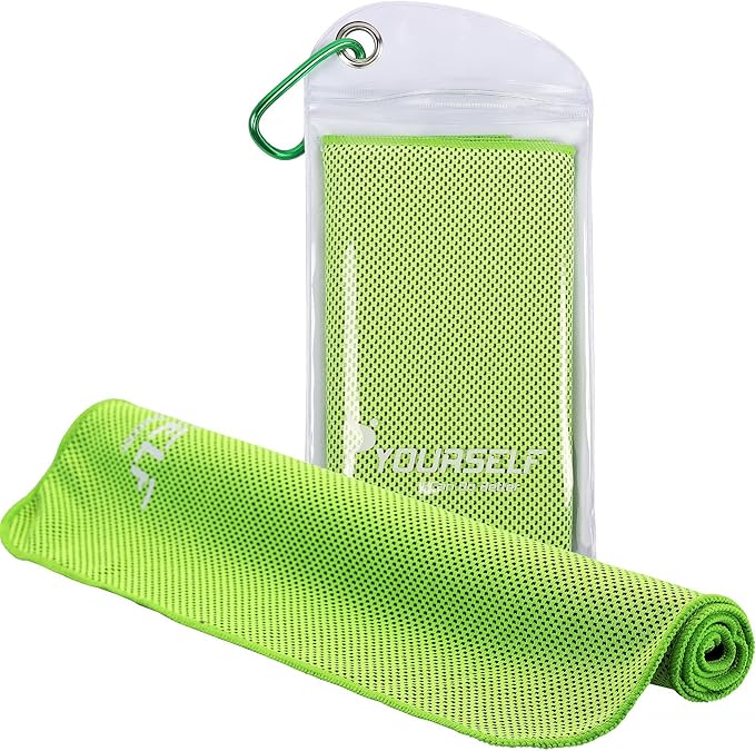 SYOURSELF Cooling Towel, Cooling Towels for Neck,40" x 12"Ice Towel for Instant Cooling Relief, Soft Breathable Chilly Towel, Perfect Yoga, Golf, Sports, Gym, Workout, Athletes Towel (1PC-Green)