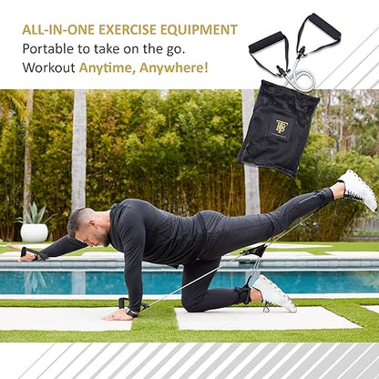 All-in-one Fitness Band, Full Body Exercise Band for Home Exercise or Training on-The-go, Multi-Purpose use for Strength, core, Pilates & More, Medium - 15 lbs. (Silver)