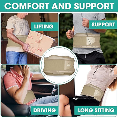 Modvel Lower Back Brace for Men and Women – Back Support Belt for Pain Relief, Herniated Disc, Sciatica, Scoliosis – Lumbar Compression Brace
