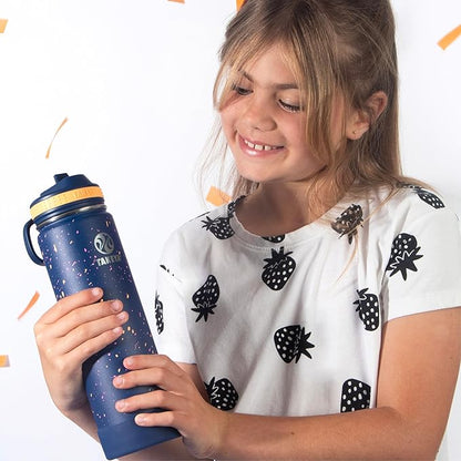 Takeya 22 oz Actives Stainless Steel Water Bottle with Straw Lid – Leakproof, Double-Wall Insulated, Keeps Drinks Cold 24 hrs/Hot 12 hrs, BPA-Free, Powder-Coated, Gym & Travel, Cool Ray