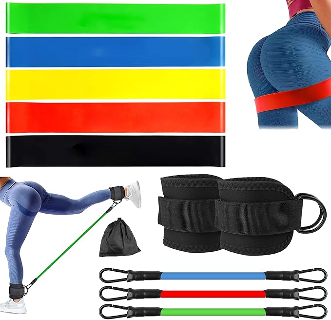 Ankle Resistance Bands with Cuffs, Home Gym Workout Equipment, Lifting Glute Butt Exercise Equipment for Women, Ankle Weights Fitness Band Set