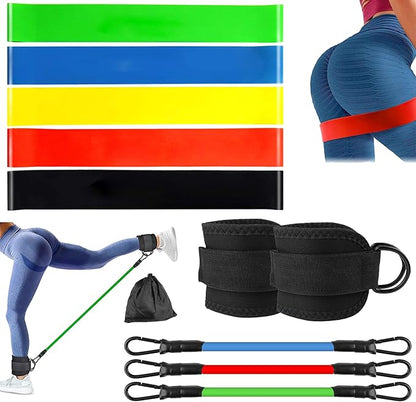 Ankle Resistance Bands with Cuffs, Home Gym Workout Equipment, Lifting Glute Butt Exercise Equipment for Women, Ankle Weights Fitness Band Set