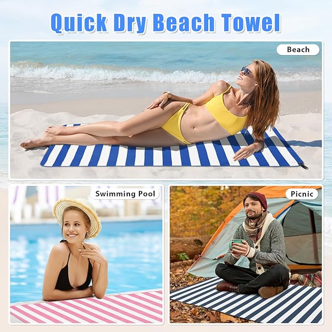 Sfee 2 in 1 Microfiber Beach Towel, Quick Dry Towel Travel Camping Towel Super Absorbent Compact Lightweight Sports Gym Towels Set for Beach, Gym, Hiking, Pool, Backpacking, Bath, Yoga