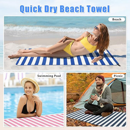 Sfee 2 in 1 Microfiber Beach Towel, Quick Dry Towel Travel Camping Towel Super Absorbent Compact Lightweight Sports Gym Towels Set for Beach, Gym, Hiking, Pool, Backpacking, Bath, Yoga