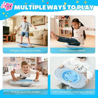 Balance Board Kids Maze, Toddler Balance Boards for Sensory Training Core Strength & Coordination, Kids Wobble Board with Non-Slip Pedals, Active Play for 3+ Years