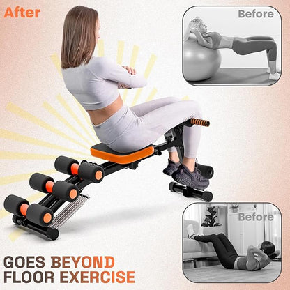 Ab Workout Machine, Ab Workout Machine for Home Gym, Multi-Functional Adjustable Ab Crunch Equipment Ab Sit up Machine for Full Body Workout, Ab Trainer for Core, Leg, Thighs, Buttocks, Sit-up Black