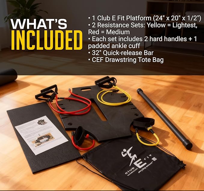 Portable Home Gym Resistance Band Board with Bar – Full Body Workout System for Strength Training, Fitness, Toning, Core, and Low Impact Exercise – Compact All-in-One Workout Platform with Bands