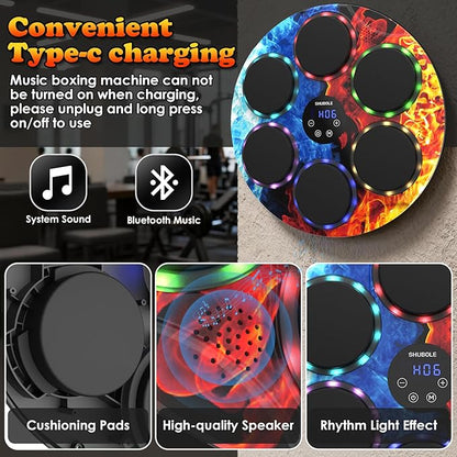 Music Boxing Machine with Gloves - Wall Mounted Punching Trainer for Adults & Kids, 9-Speed Punch Game, Wall Boxing Punching pad, 2025 Upgrade Gifts for Boys Age 6+