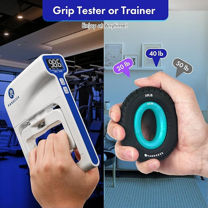Grip Strength Tester 265lb/120kg, Digital Hand Dynamometer FDA Registered with Backlit LCD for Grip Strength Testing and Training