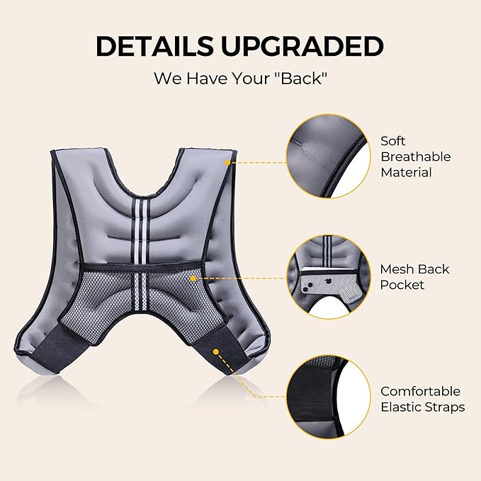 PACEARTH Weighted Vest,6lb/8lb/10lb/12lb/16lb/20lb/25lb/30lb Weight Vest with Reflective Stripe, Body Weight Vests for Women, Men, Weight Loss Workout, Strength Training, Running, Walking, Jogging