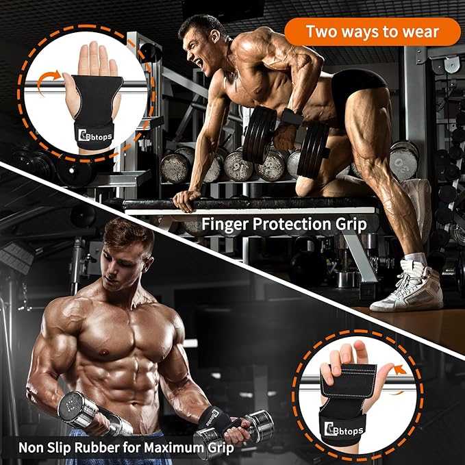 Weight Lifting Wrist Strap, Double-Layer Leather Wrist Straps for Gym Strength Training Weightlifting,Deadlift and Powerlifting, Enhance Grip Strength Neoprene Padding Gym Workout Lifting Straps Men/Women Pair