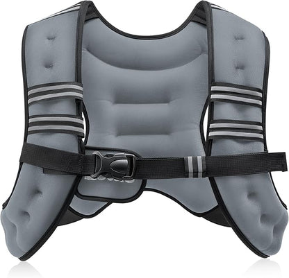 ZELUS Weighted Vest, 6lb/8lb/12lb/16lb/20lb/25lb/30lb Weight Vest with Reflective Stripe for Workout, Strength Training, Running, Fitness, Muscle Building, Weight Loss, Weightlifting
