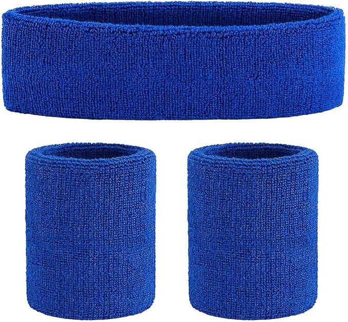 ONUPGO Sweatband Set Sports Headband Wristband Set Sweatbands Terry Cloth Wristband Wrist Sweatband Headbands Moisture Wicking Sweat Absorbing Head Band