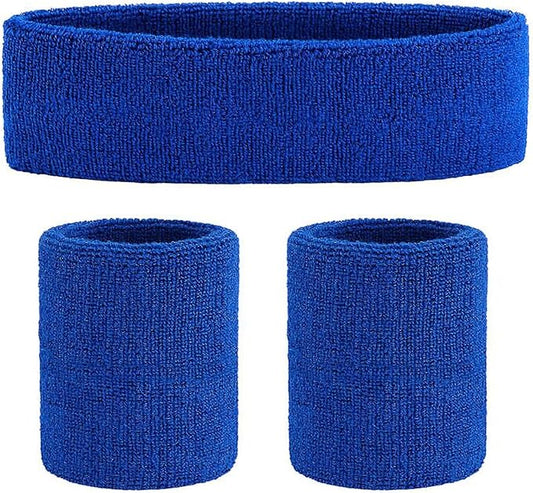 ONUPGO Sweatband Set Sports Headband Wristband Set Sweatbands Terry Cloth Wristband Wrist Sweatband Headbands Moisture Wicking Sweat Absorbing Head Band