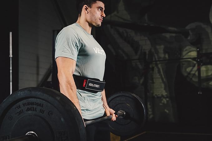 Velites - Weightlifting Lumbar Support Belt - Official of the Royal Spanish Weightlifting Federation - Extra-adherent Velcro - For Deadlifts, Squats, Snatches and Cleans