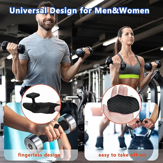 Silicone Gym Grips for Weight Lifting,Workout Gloves for Women Men Alternative,Anti Slip Gym Workout Grip,Rubber Gym Hand Grips-Weightlifting Grips Pad for Barbell,Pull Up,Ryptfit,Training