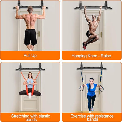 Wall Mounted Pull Up Bar - Heavy Duty Chin Up Bar, Pull-Up Bar for Garage, Joist, Wall Mount - Multifunctional Fitness Bar, Supports up to 600 Lbs