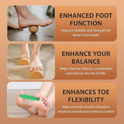 2 in 1 Premium Cork Balance Board with Peanut Massage Ball, Foot Strengthener Kit for Stability Training, Natural Cork Foot Balance Trainer, Non Slip Surface for Home Gym Travel Workout, Exercise Equipment