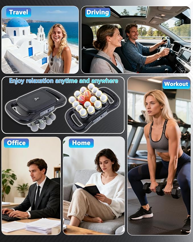 16-Head Massage Gun, Deep Tissue Percussion Massager with 9 Modes & 9 Intensities, 2600mAh Battery Back Massager for Pain Relief Deep Tissue for Muscle Pain Relief in Back, Legs, Shoulders