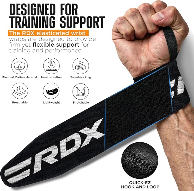 RDX Wrist Wraps for Weightlifting (Pair), IPL USPA Approved, Elasticated 18” Cotton Straps Support with Thumb Loop, Gym Wrap for Weight Lifting Powerlifting Competition Strength Training Bodybuilding