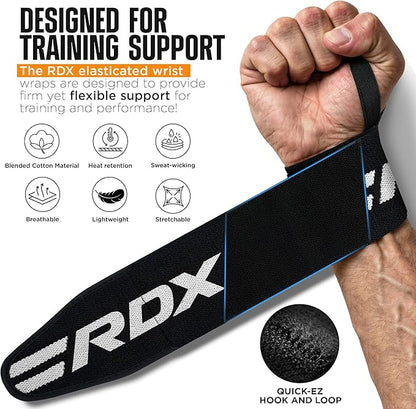 RDX Wrist Wraps for Weightlifting (Pair), IPL USPA Approved, Elasticated 18” Cotton Straps Support with Thumb Loop, Gym Wrap for Weight Lifting Powerlifting Competition Strength Training Bodybuilding