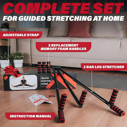Split Machine for Flexibility with Trainer APP – Adjustable 3 Bar Leg Stretcher to Boosts Range of Motion, Leg and Groin Flexibility with Split Stretcher Machine Timer, for Martial Arts, MMA, Yoga
