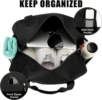 14 inch Small Gym Bag for Men & Women, Mini Duffle Bag for Travel Sports, Lightweight Carry On Duffel Bag, Black