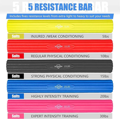 Flex Therapy Bar and Grip Strength Trainers set, Physical Therapy & Resistance Bar for Golfers Elbow, Tendinitis, Wrist,Forearms Pain, Improve Grip Strength and Relieve Pain