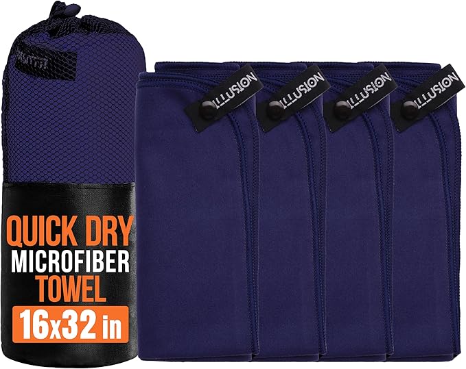 illusion Small Microfiber Gym Towels for Men and Women Active Sports (32" L x 16''W)-Lightweight Quick Dry Gym Towel for Sweat-Workout Towels Ideal for Yoga, Camping, Running, and Outdoor Activities