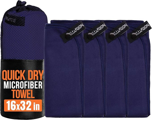 illusion Small Microfiber Gym Towels for Men and Women Active Sports (32" L x 16''W)-Lightweight Quick Dry Gym Towel for Sweat-Workout Towels Ideal for Yoga, Camping, Running, and Outdoor Activities