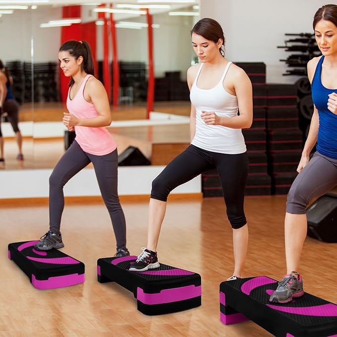 BalanceFrom Aerobic Step Platform Trainer with Adjustable 3-Level Risers, 400 Pound Weight Capacity – Non-Slip Exercise Stepper for Cardio, Strength, and Fitness Workouts, 31", Multiple Colors