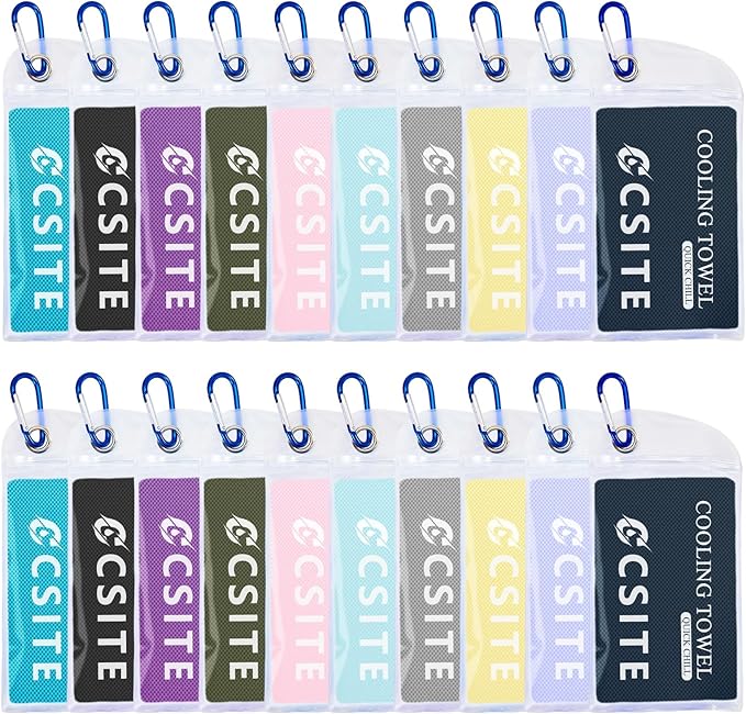 20 Pack Cooling Towels (47"x12") for Neck and Face, Ice Towel for Hot Weather, Soft Breathable Chilly Gym Towels, Microfiber Towel for Work Out, Yoga, Running, Camping & More Activities