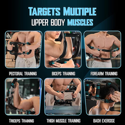 Twister Arm Trainer, Adjustable Home Workout Equipment for Men & Women, Home Gym Chest Trainer, Muscle Builder & Strength Training for Arms, with 2 Springer, Finger Stretcher, Gloves