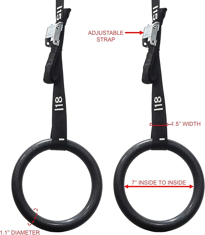 Valor Fitness Wood and Plastic Gymnastics Exercise Rings with Adjustable Straps – Promotes Muscular Physique and Improves Performance in Cross Training and Strength Training
