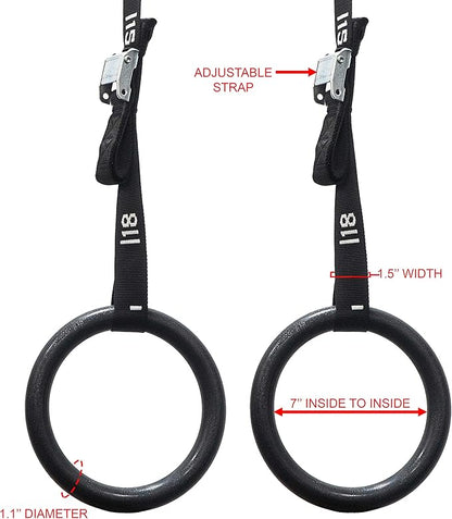 Valor Fitness Wood and Plastic Gymnastics Exercise Rings with Adjustable Straps – Promotes Muscular Physique and Improves Performance in Cross Training and Strength Training