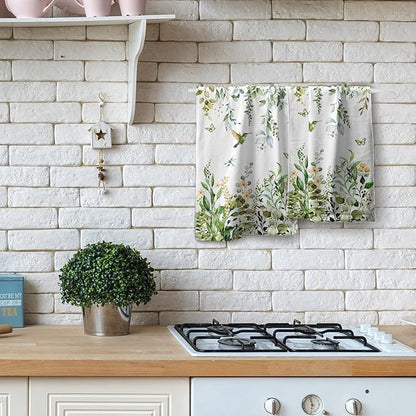 Spring Eucalyptus Leaves Kitchen Towels 14"x28" Set of 2 Green Botanical Humming Bird Decorative Soft Absorbent Hand Towels Summer Holiday Home Decor for Bathroom Gym Spa