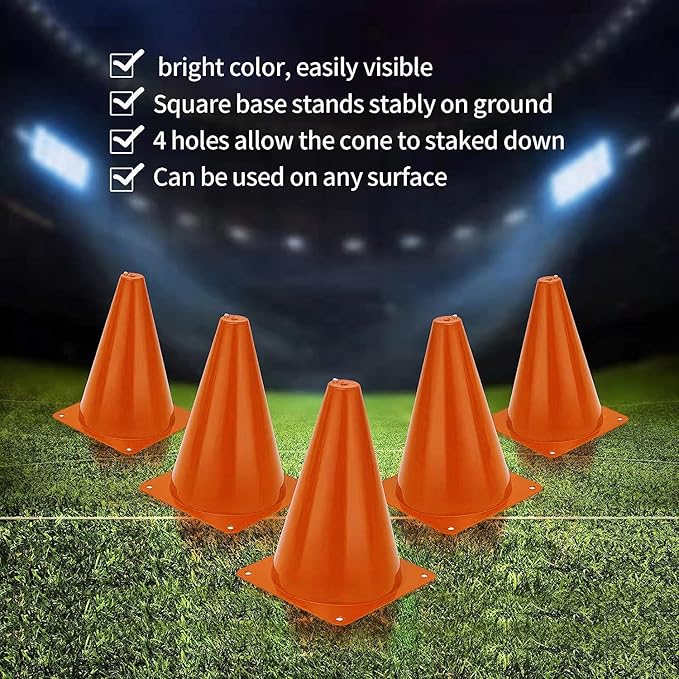 Cones Sports, Small Training Cones Set for Soccer Practice, 24 Pack 7 Inch Agility Field Cone Marker for Football Basketball Drills, Plastic Multi color Baseball Cone for Outdoor Indoor Games