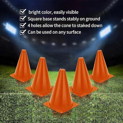 Cones Sports, Small Training Cones Set for Soccer Practice, 24 Pack 7 Inch Agility Field Cone Marker for Football Basketball Drills, Plastic Multi color Baseball Cone for Outdoor Indoor Games