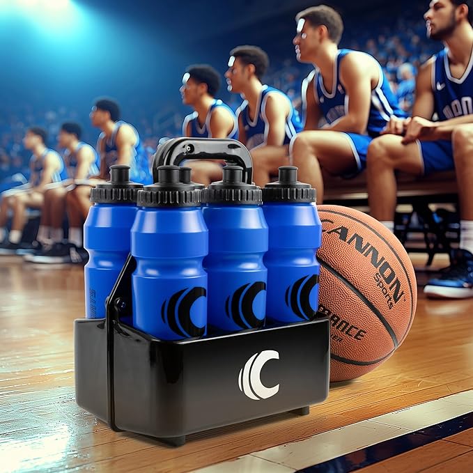 Cannon Sports 1 Liter Sports Water Bottle, BPA-Free, 34oz Capacity, Large Mouth, 2 lids (Straw & Squeeze) with Carrier, Great For Helmet Sports Such As Hockey, Lacrosse, Football, Boxing (Aqua)