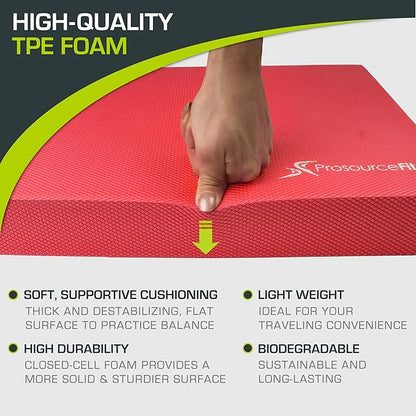 ProsourceFit Exercise Balance Pad, Non-Slip Cushioned Foam Mat & Knee Pad for Fitness and Stability Training, Yoga, Physical Therapy