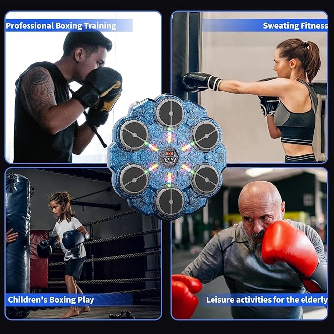 Music Boxing Machine - 9 Speed Wall Mounted Puncher, Rhythm Training Pad, Smart Boxing Traineing Machine with Gloves | Smart Light Reaction Board for Adults Boys Gym Workout Fitness Indoor