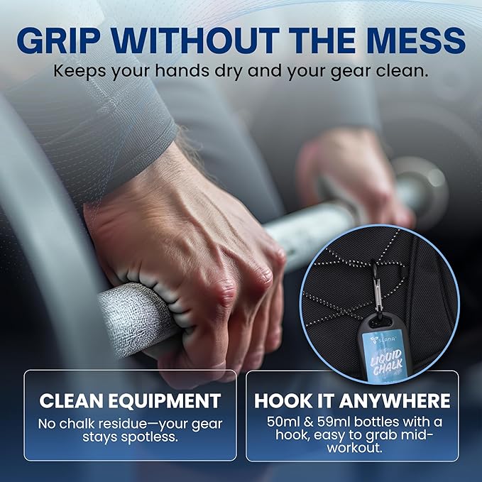 Liquid Chalk for Gym, Weightlifting – Fast Drying Gym Chalk Liquid, Lasting Grip Formula – Mess Free, Dust-Free, Skin-Safe Liquid Climbing Chalk for Pull Ups, Gymnastic & Training