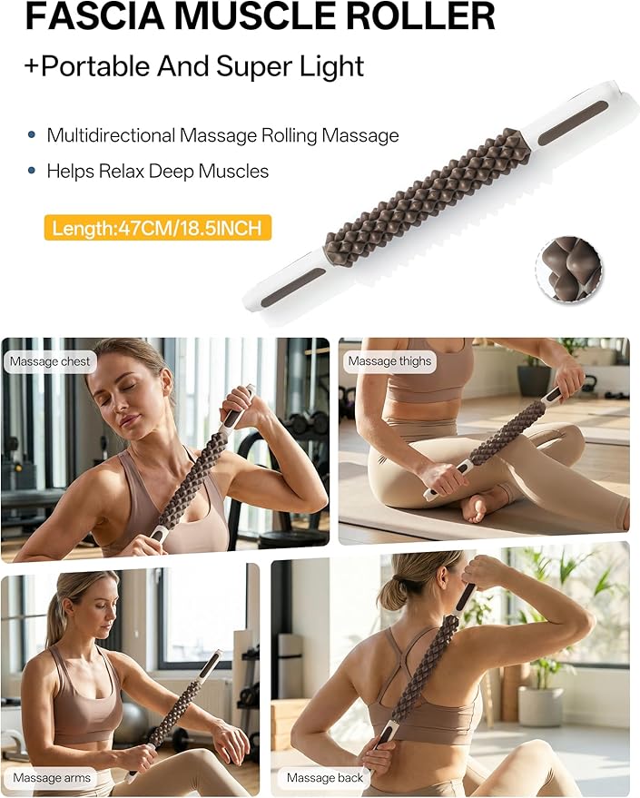 EaseUp Resistance Bands Set for Working Out,Muscle Roller Massage Roller Stick,Massage Ball Yoga Set,Pilates kit for Home Workouts for Beginners